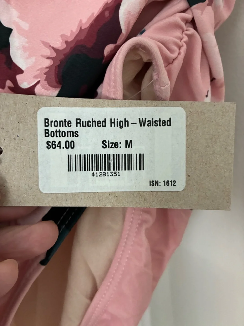 NEW Albion Bronte Floral High-Waist Bikini Bottom - Pink Floral NWT Sz Medium